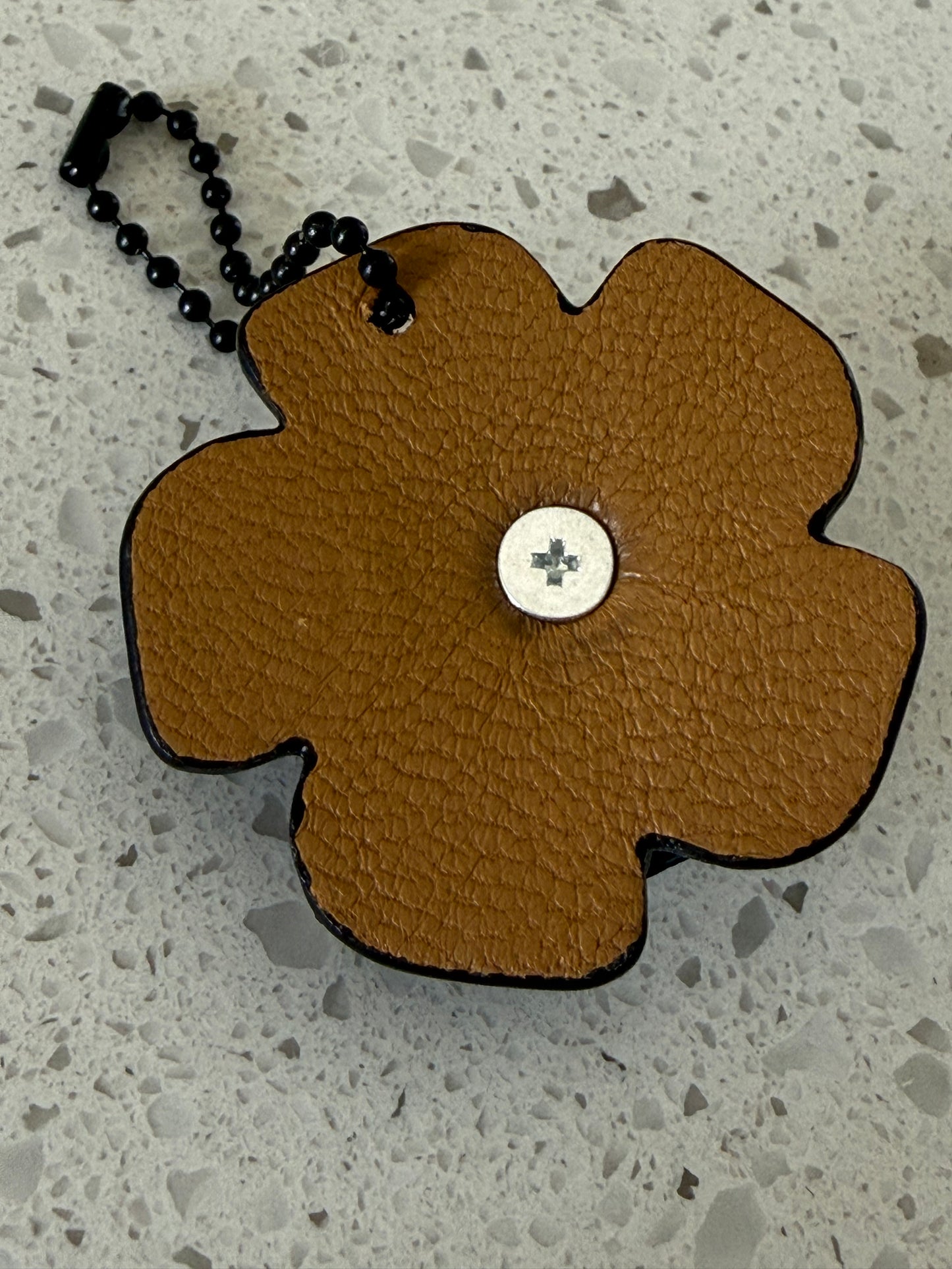 Repurposed Coach Leather Tea Rose & Skull Bag Charm