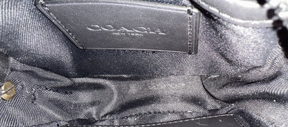 Upcrafted Coach Leather Clutch Pouch | Black Rose Details | Silver Tone Hardware