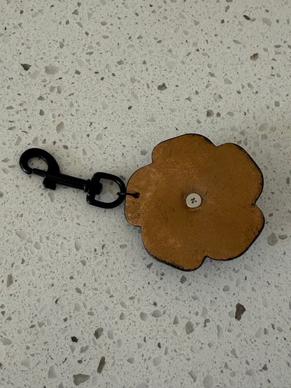 Repurposed Coach Leather Tea Rose & Skull Bag Charm