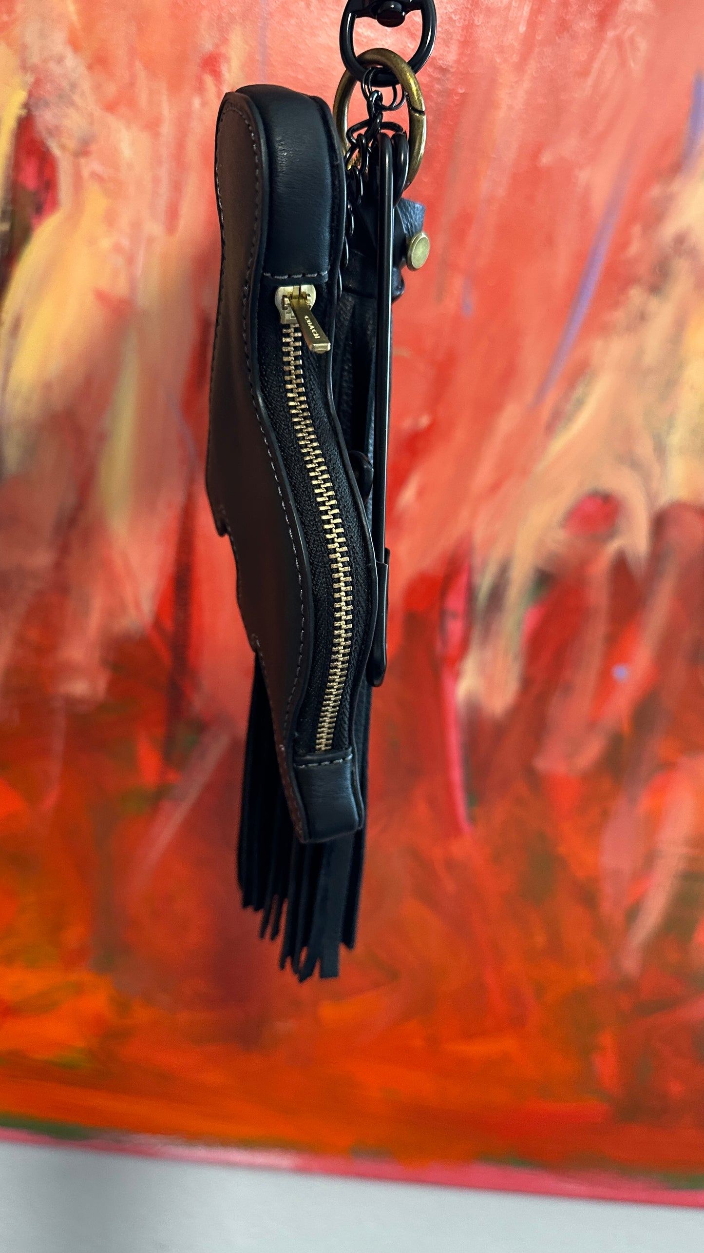 Upcrafted Coach Dino Bag Charm Cluster | XL Safety Pin | Handmade Leather Tassel