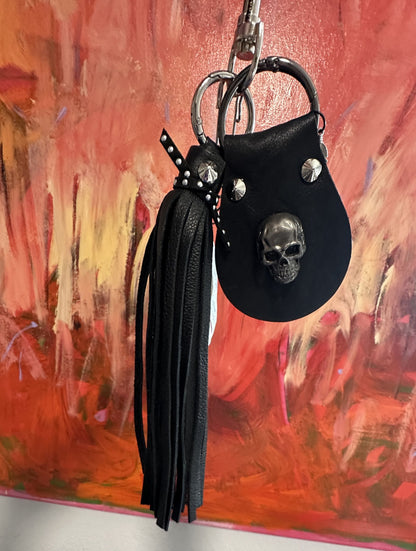 Handmade Leather Tassel & Feather Bag Charm Cluster | Silver Tone Hardware