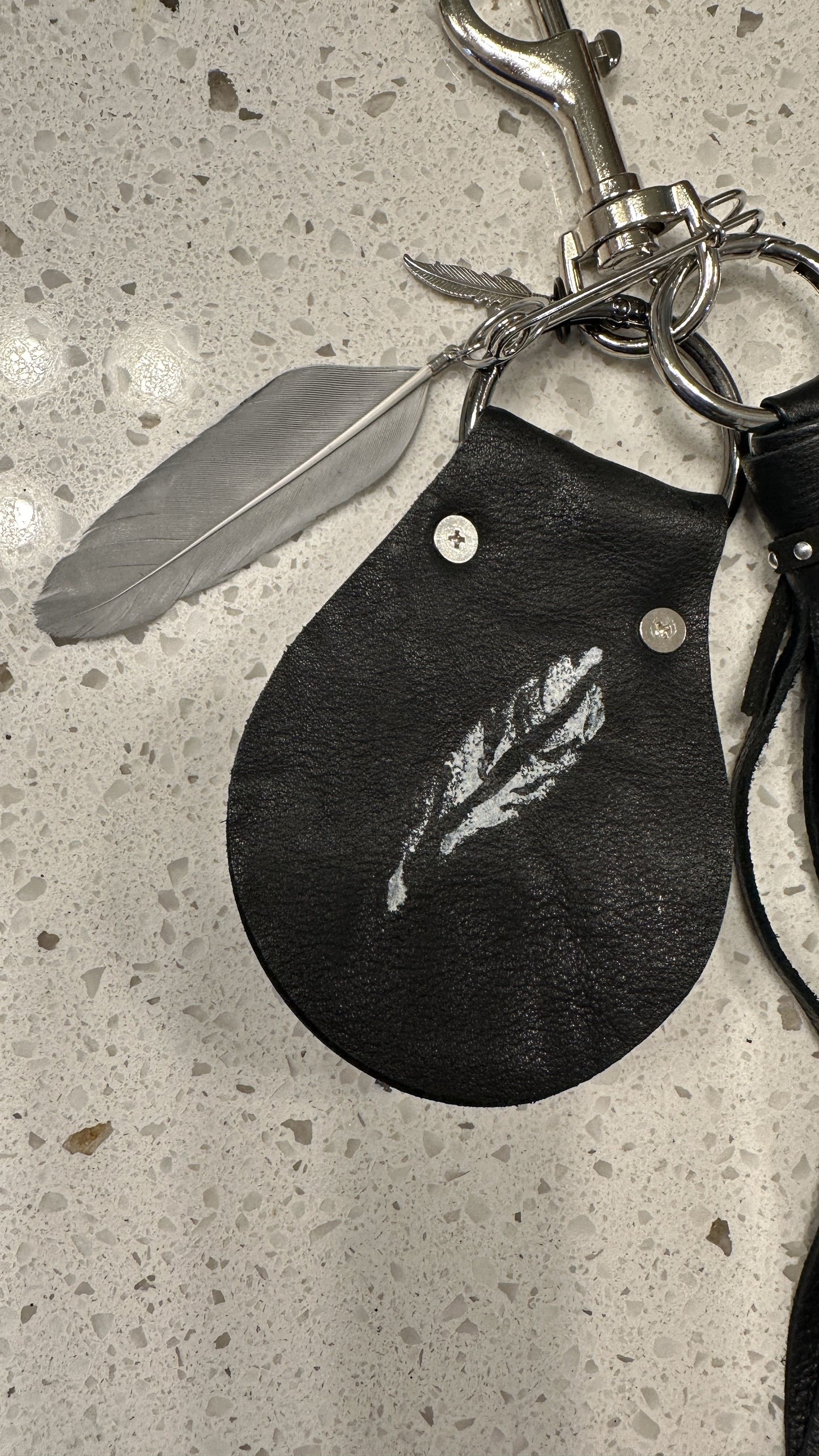 Handmade Leather Tassel & Feather Bag Charm Cluster | Silver Tone Hardware