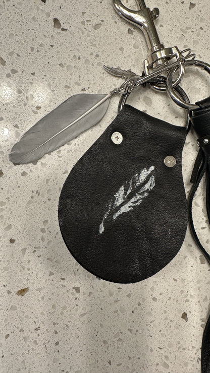 Handmade Leather Tassel & Feather Bag Charm Cluster | Silver Tone Hardware