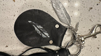 Handmade Leather Tassel & Feather Bag Charm Cluster | Silver Tone Hardware