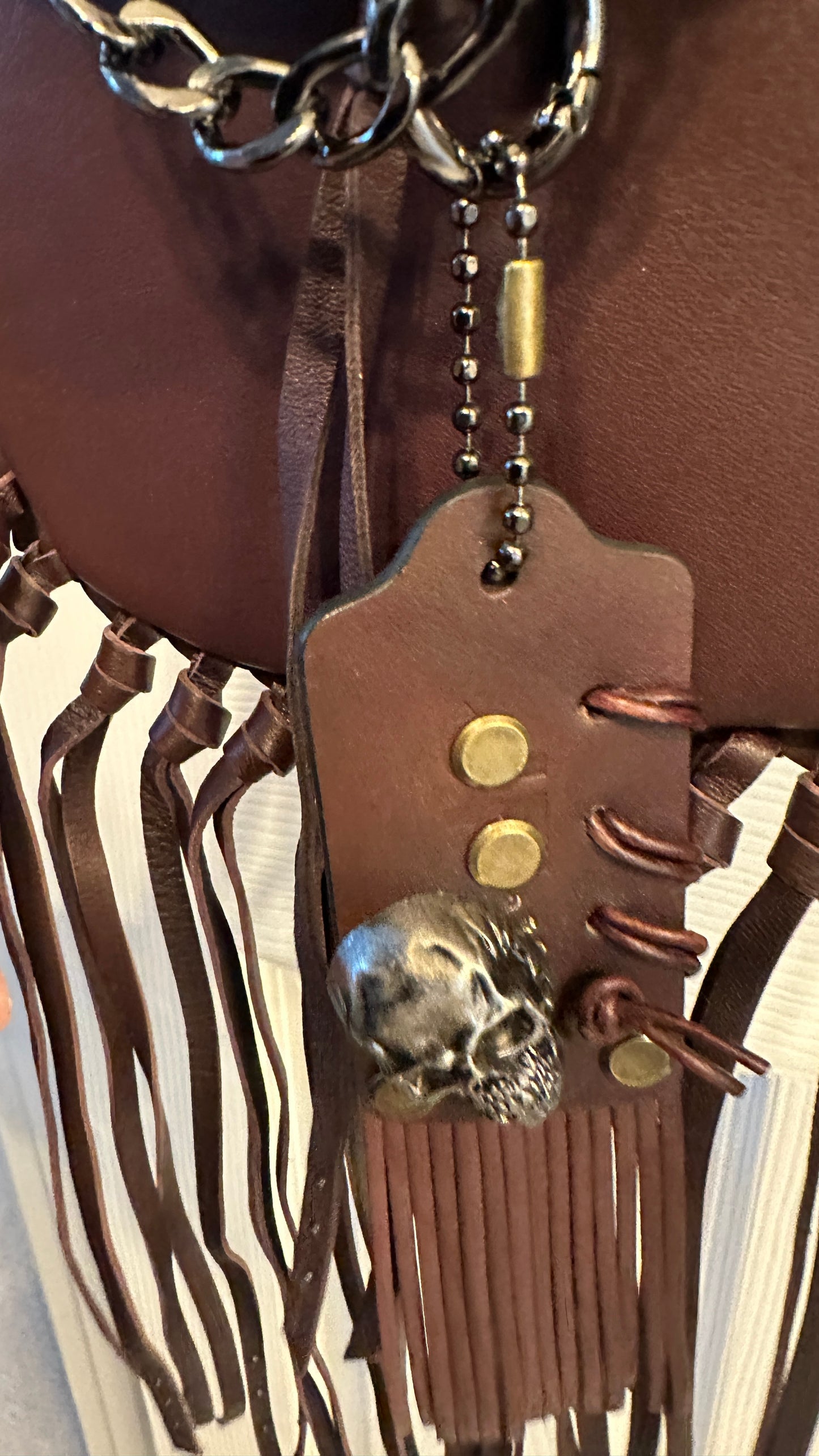 Upcrafted Coach Dark Brown Glovetanned Leather Fringe Crossbody Bag