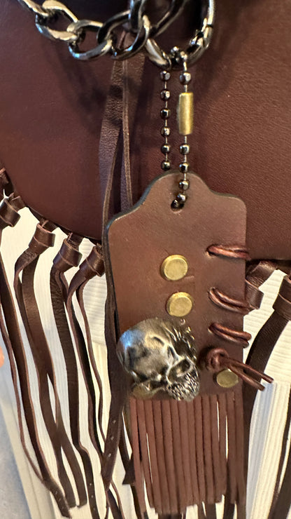 Upcrafted Coach Dark Brown Glovetanned Leather Fringe Crossbody Bag