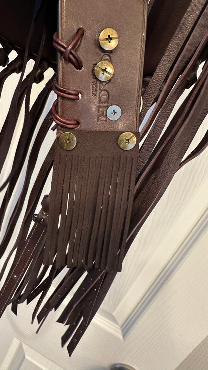 Upcrafted Coach Dark Brown Glovetanned Leather Fringe Crossbody Bag