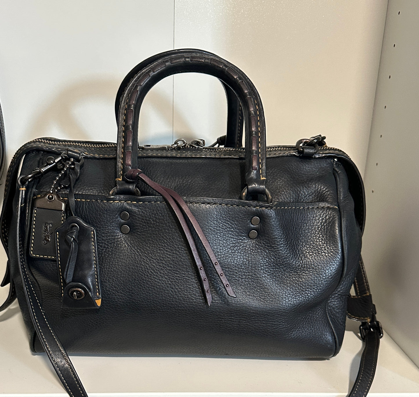 Coach Rogue Satchel 1941 – Black Glove-tanned Pebble Leather Pre-loved