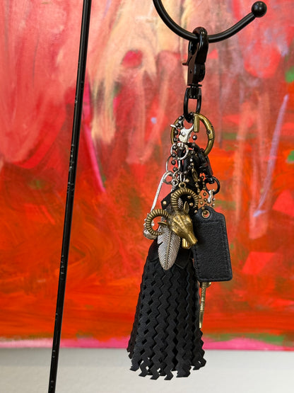One-of-a-Kind Upcrafted Coach Bag Charm Cluster | Coach Zig Zag Tassel, Hangtag, Skull & Feather Charms