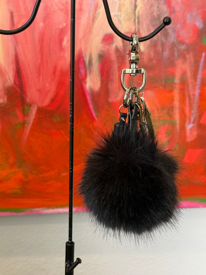 Upcrafted Coach Bag Charm Cluster | Repurposed Coach Tassel, Hangtag, Faux Fur Pom Pom, Feather & Safety Pin Charms