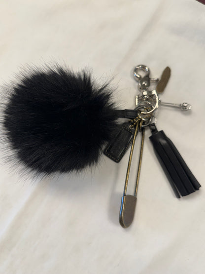 Upcrafted Coach Bag Charm Cluster | Repurposed Coach Tassel, Hangtag, Faux Fur Pom Pom, Feather & Safety Pin Charms