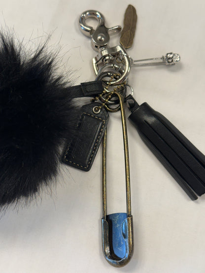 Upcrafted Coach Bag Charm Cluster | Repurposed Coach Tassel, Hangtag, Faux Fur Pom Pom, Feather & Safety Pin Charms