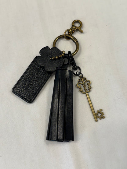 One-of-a-Kind Upcrafted Coach Bag Charm Cluster | Black Leather Tassel, Tea Rose, Hangtag & Key Charm