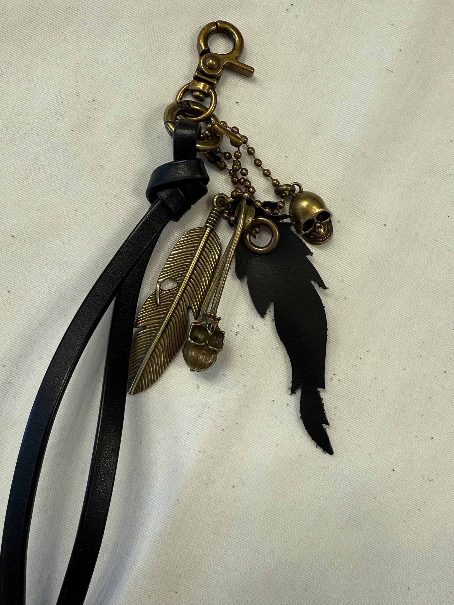 Upcrafted Bag Charm Cluster | Repurposed Coach Bowery Tassel, Skull & Feather Charms