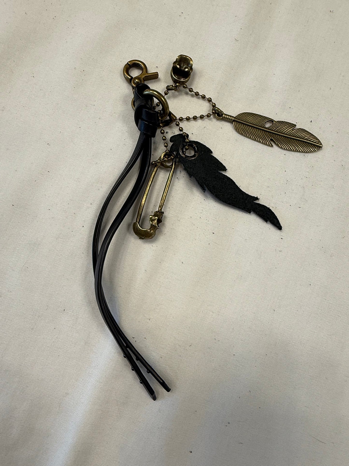 Upcrafted Bag Charm Cluster | Repurposed Coach Bowery Tassel, Skull & Feather Charms