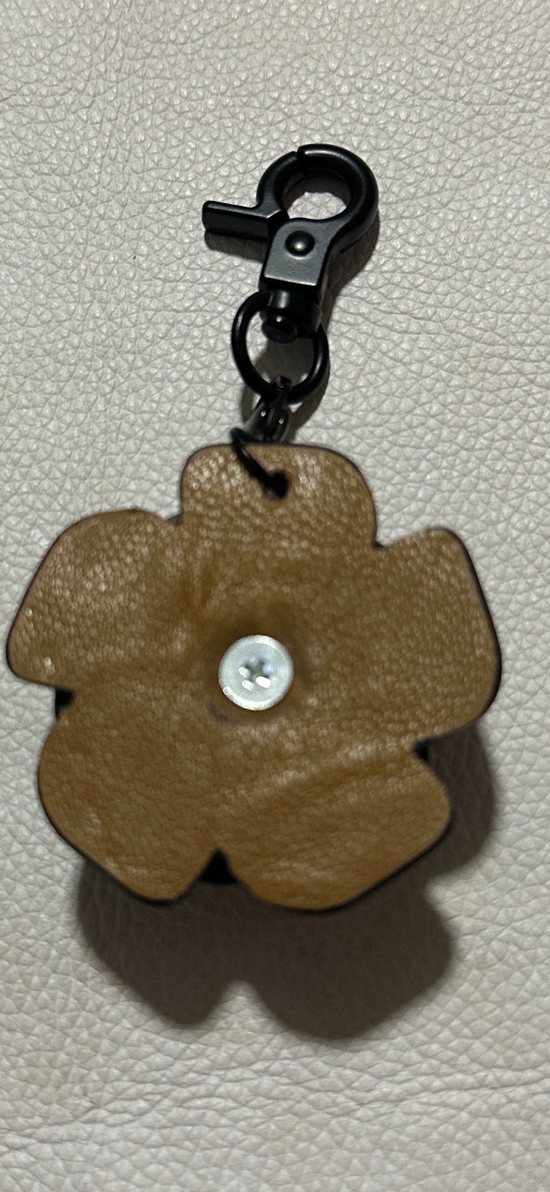 Handmade Repurposed Coach Leather Tea Rose Key Chain – Black & Blue | Skull Center | Black Hardware