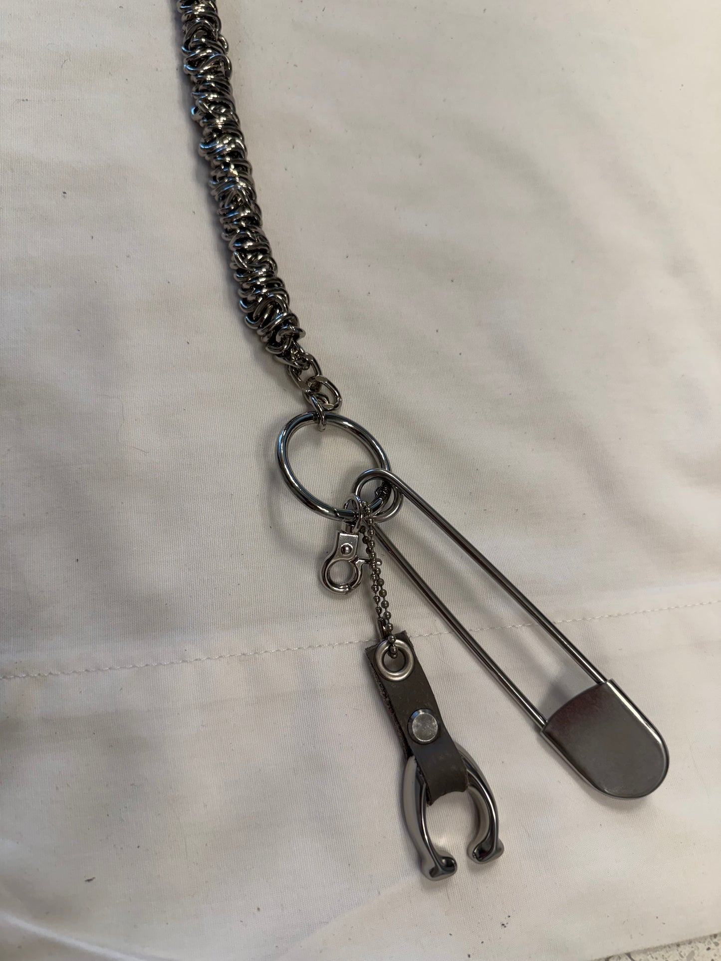One-of-a-Kind Heavy Bag Chain with Upcrafted Coach Charm & Handcrafted Suede Tassel | Silver Tone Hardware