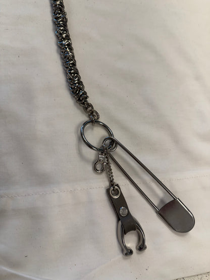 One-of-a-Kind Heavy Bag Chain with Upcrafted Coach Charm & Handcrafted Suede Tassel | Silver Tone Hardware