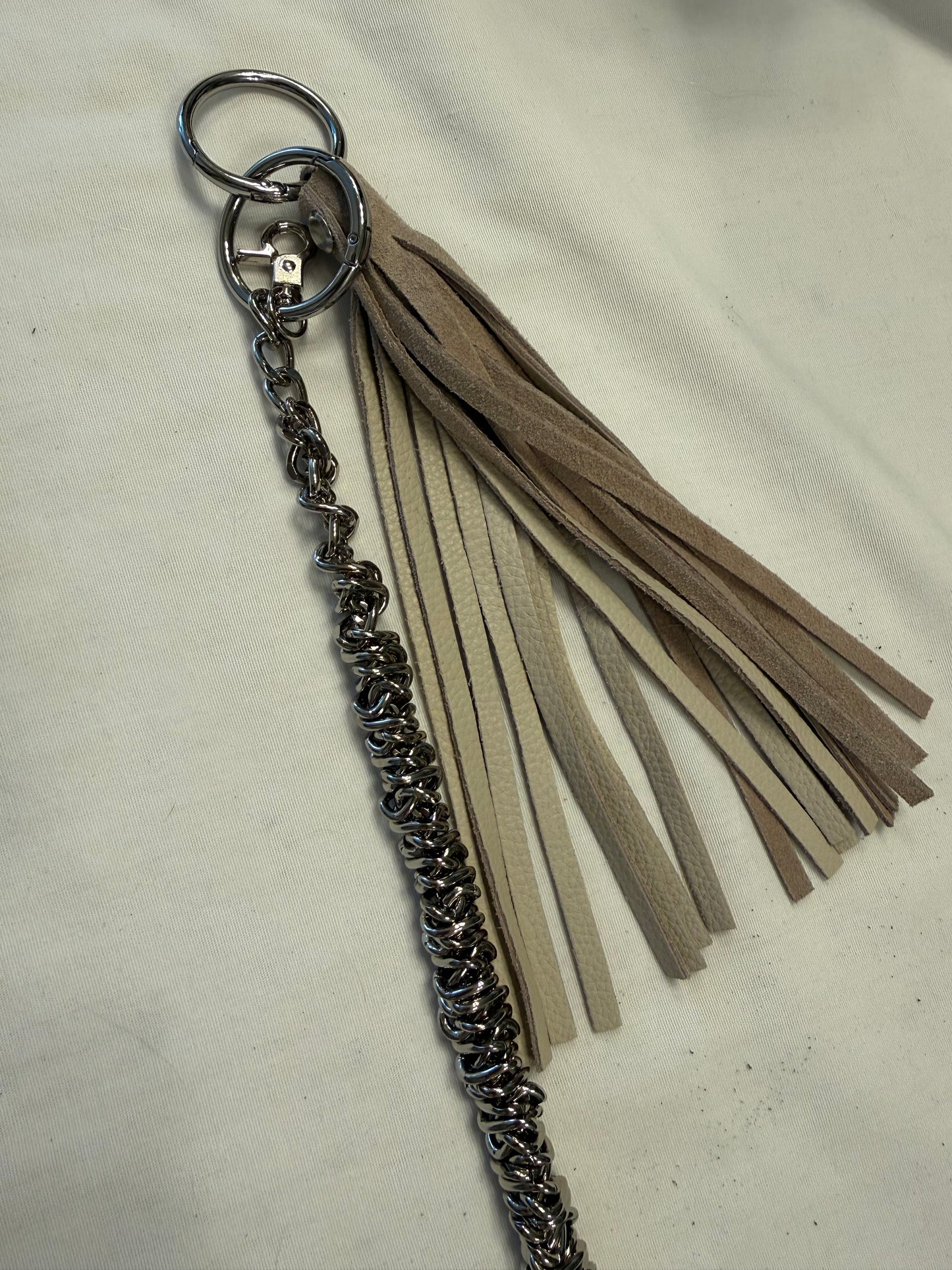 One-of-a-Kind Heavy Bag Chain with Upcrafted Coach Charm & Handcrafted Suede Tassel | Silver Tone Hardware