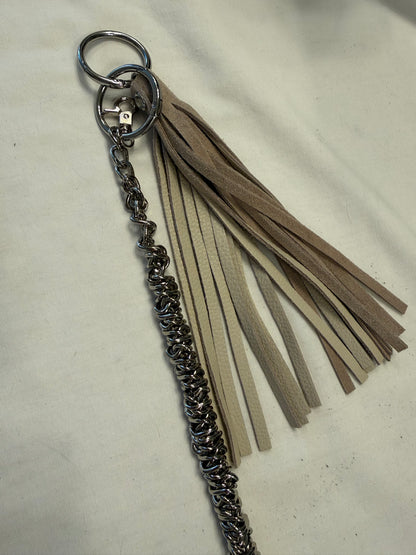One-of-a-Kind Heavy Bag Chain with Upcrafted Coach Charm & Handcrafted Suede Tassel | Silver Tone Hardware
