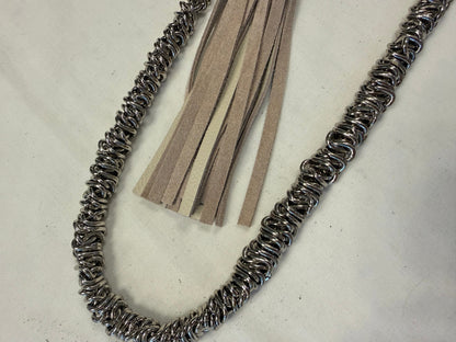 One-of-a-Kind Heavy Bag Chain with Upcrafted Coach Charm & Handcrafted Suede Tassel | Silver Tone Hardware