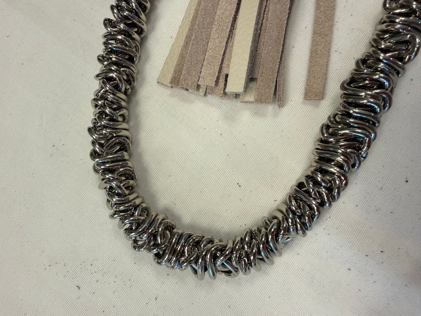 One-of-a-Kind Heavy Bag Chain with Upcrafted Coach Charm & Handcrafted Suede Tassel | Silver Tone Hardware