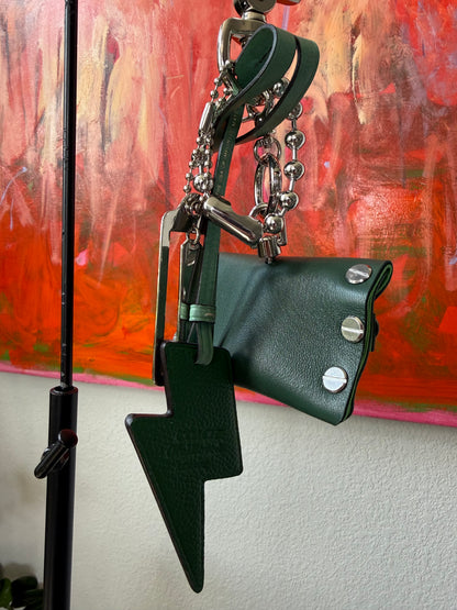 One-of-a-Kind Upcrafted Coach Bag Charm Cluster | Re(Loved) Lightning Bolt, Card Pouch & Silver Coach Hangtag