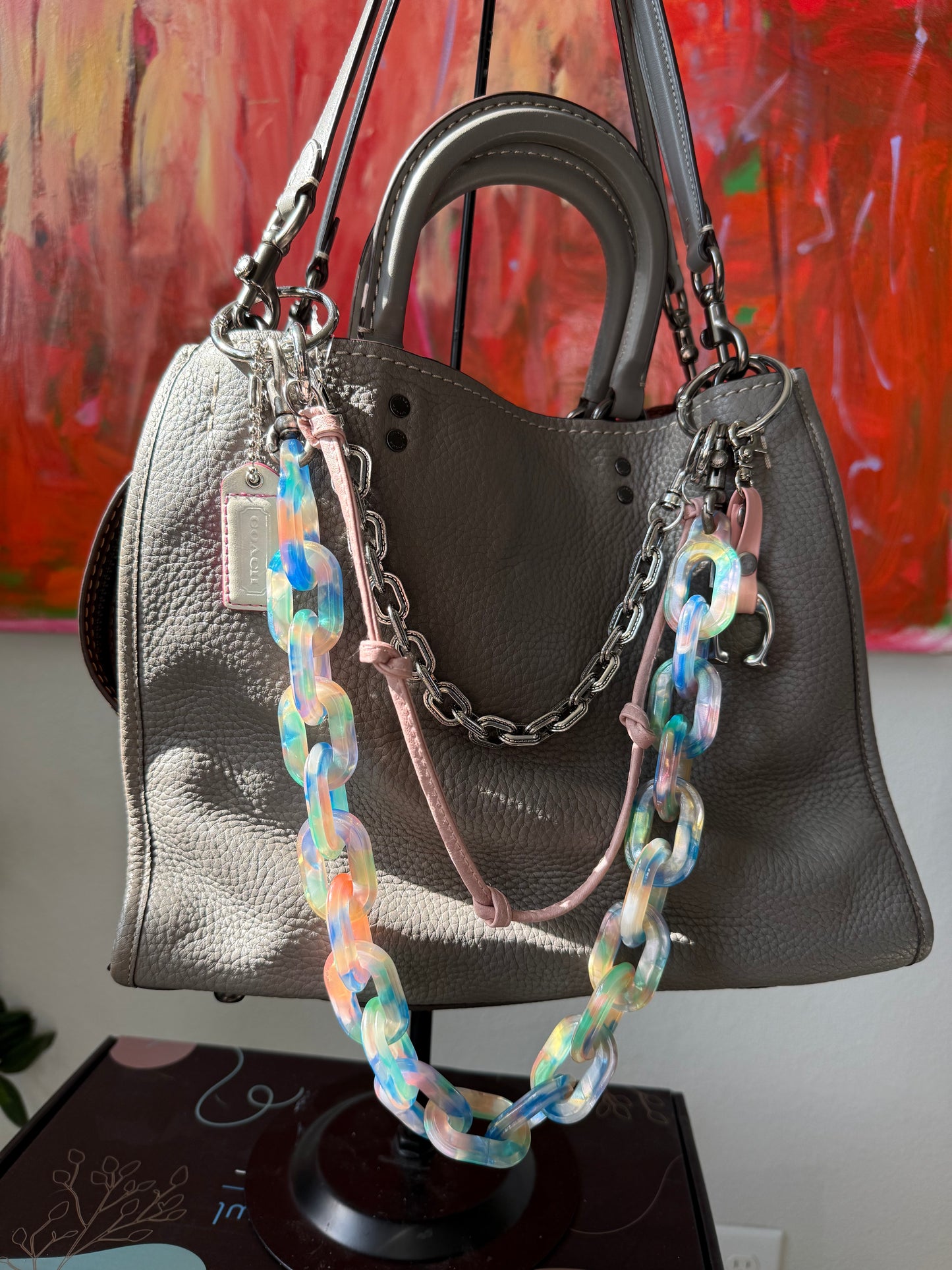 One-of-a-Kind Upcrafted Three-Tier Bag Chain | Coach Resin Link Chain, Repurposed Coach "C" Charms & Signature Hangtags