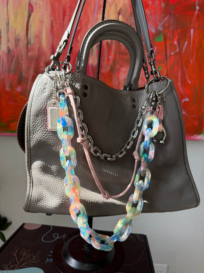 One-of-a-Kind Upcrafted Three-Tier Bag Chain | Coach Resin Link Chain, Repurposed Coach "C" Charms & Signature Hangtags