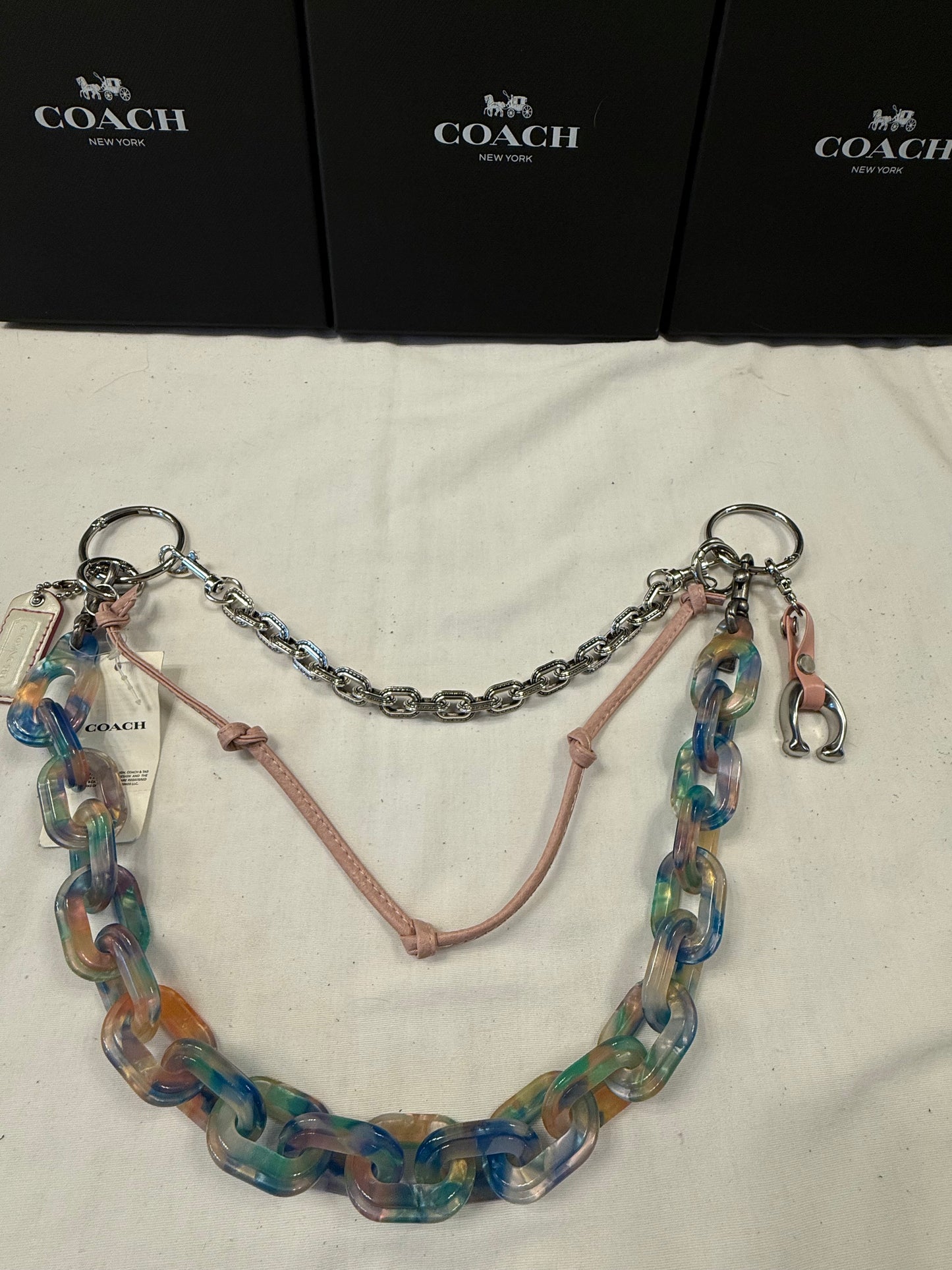 One-of-a-Kind Upcrafted Three-Tier Bag Chain | Coach Resin Link Chain, Repurposed Coach "C" Charms & Signature Hangtags