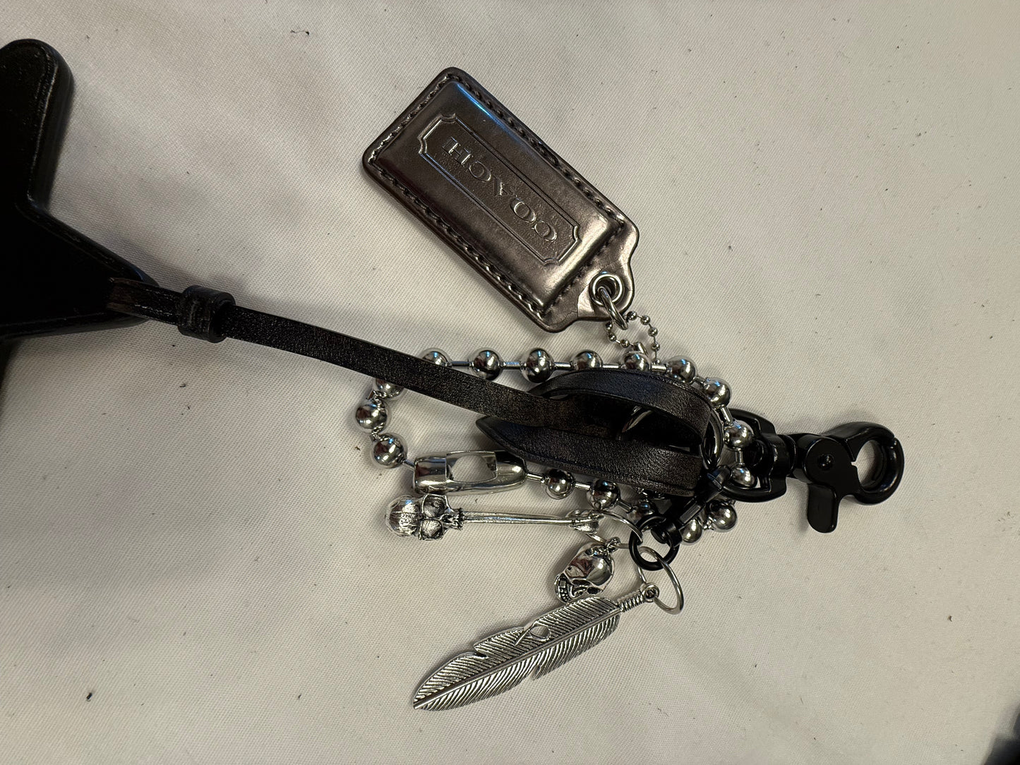 Repurposed Coach Re(Loved) Leather Star Bag Charm Cluster – Silver & Black Hardware | One-of-a-Kind