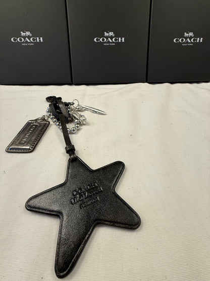 Repurposed Coach Re(Loved) Leather Star Bag Charm Cluster – Silver & Black Hardware | One-of-a-Kind