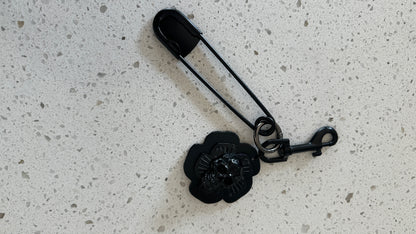 Repurposed Coach Black Tea Rose Skull Bag Charm