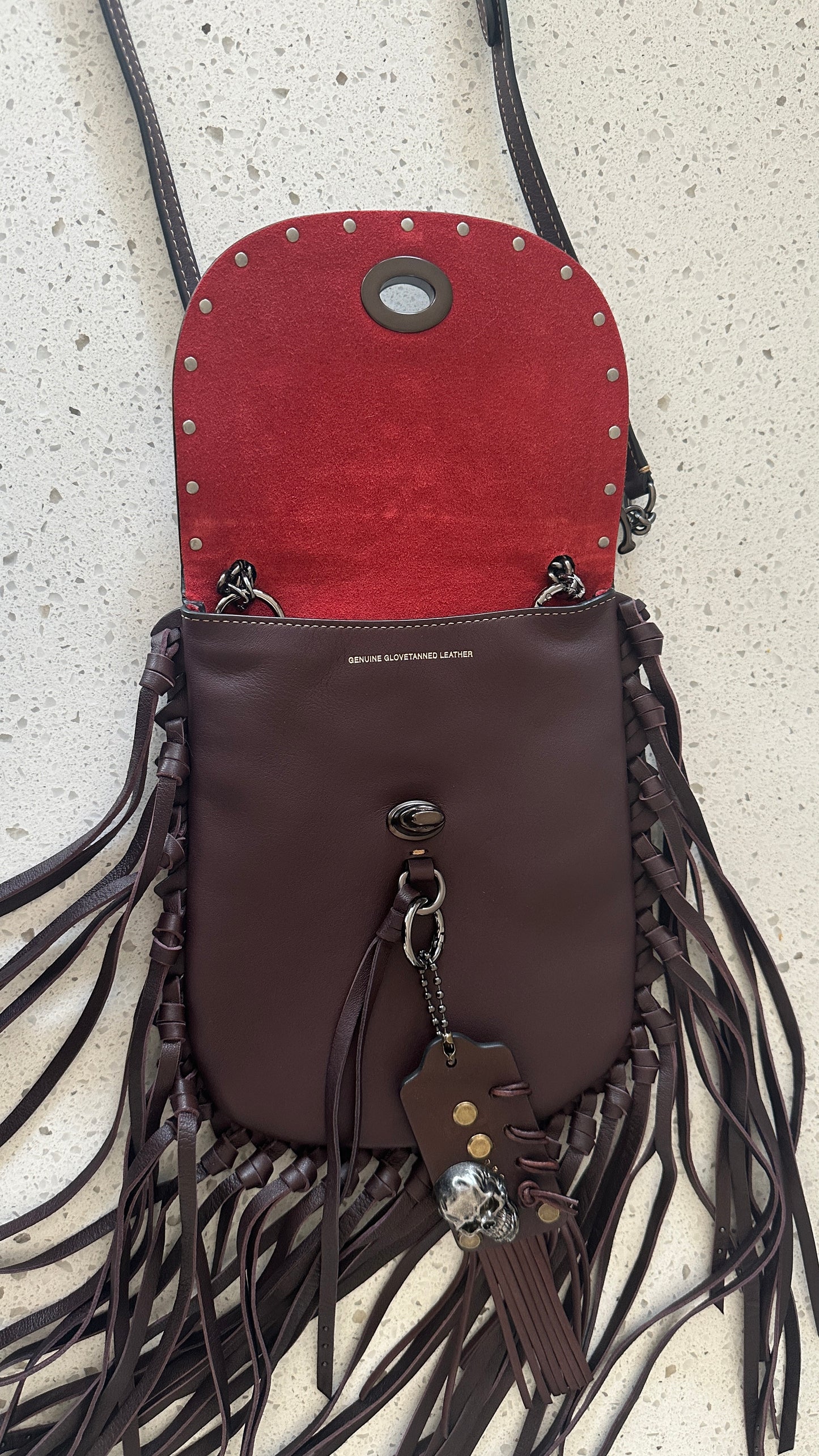 Upcrafted Coach Dark Brown Glovetanned Leather Fringe Crossbody Bag