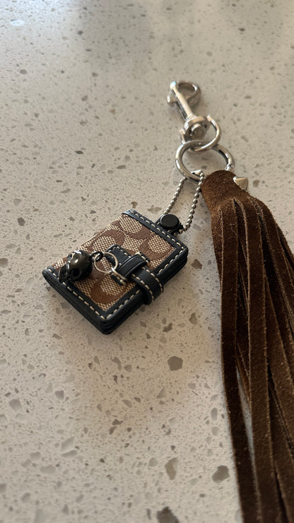 Repurposed Coach Signature “C” Photo Charm & Suede Tassel Bag Charm Cluster