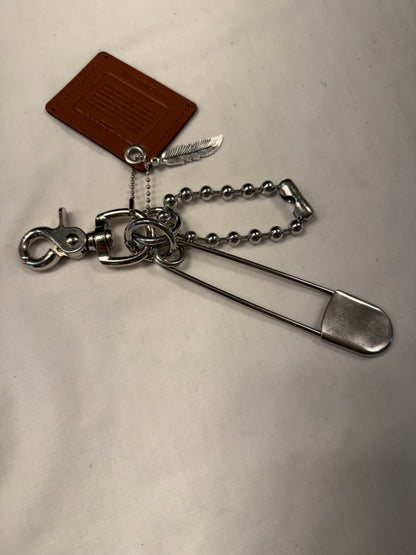 Upcrafted Coach Storypatch Bag Charm Cluster – Repurposed Coach Creed Patch – XL Silver Tone Safety Pin – Feather Charm – One of a Kind