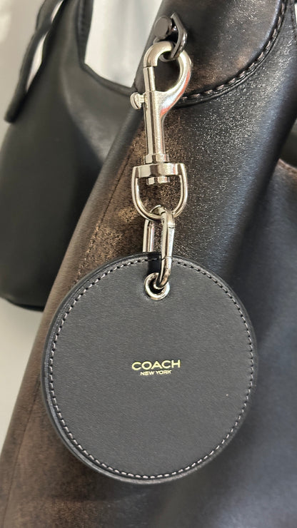 Repurposed Coach Leather Coaster Skull Bag Charm