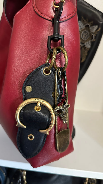 Repurposed Coach Beat Bag Clasp, Ram Head, and XL Safety Pin Bag Charm Cluster