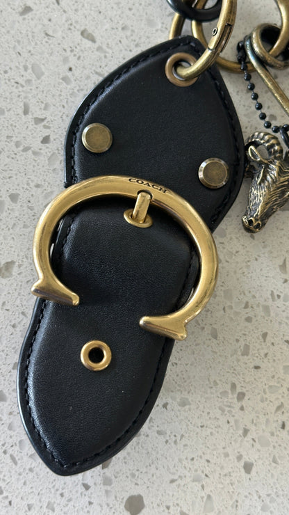 Repurposed Coach Beat Bag Clasp, Ram Head, and XL Safety Pin Bag Charm Cluster