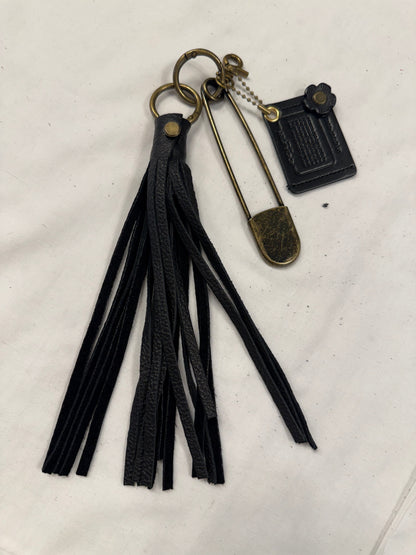Upcrafted Coach Storypatch & Tea Rose Bag Charm – Repurposed Coach Creed Patch – Black Leather Tassel – Antique Brass Hardware – One of a Kind