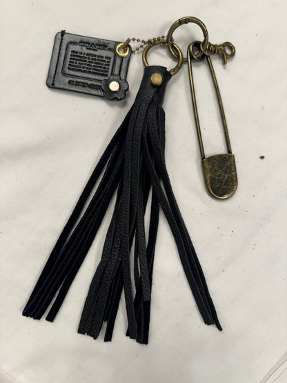 Upcrafted Coach Storypatch & Tea Rose Bag Charm – Repurposed Coach Creed Patch – Black Leather Tassel – Antique Brass Hardware – One of a Kind