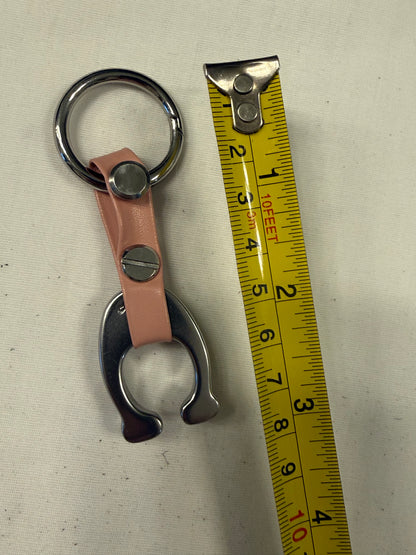 Upcrafted Coach Silver Tone "C" Bag Charm & Keychain – Repurposed Coach Tic Tac Toe Piece – Dusty Pink Faux Leather Strap