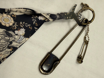 Skull Scarf Bag Charm Cluster with Antique Brass Hardware