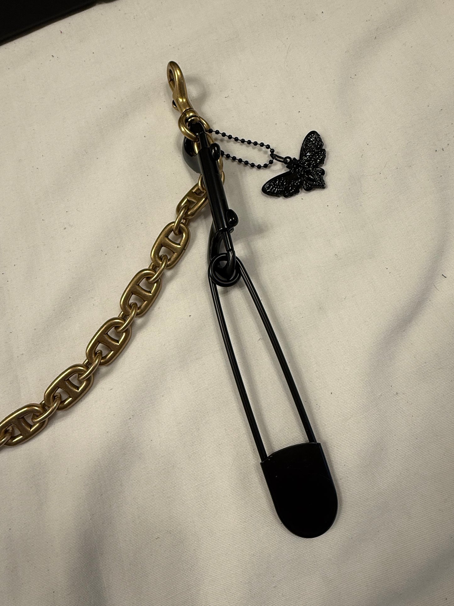 Repurposed Coach Beat Bag Chain with Mixed-Metal Charms and Tassel