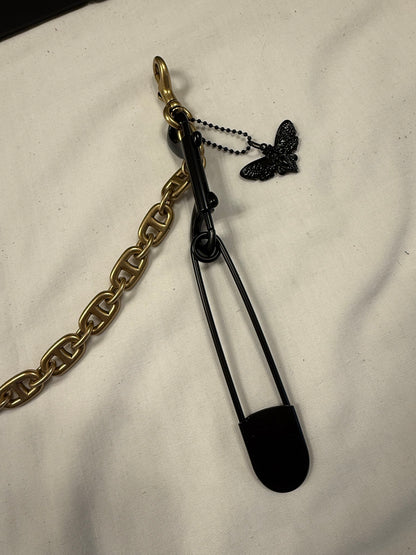 Repurposed Coach Beat Bag Chain with Mixed-Metal Charms and Tassel