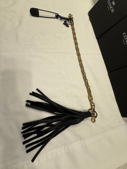Repurposed Coach Beat Bag Chain with Mixed-Metal Charms and Tassel