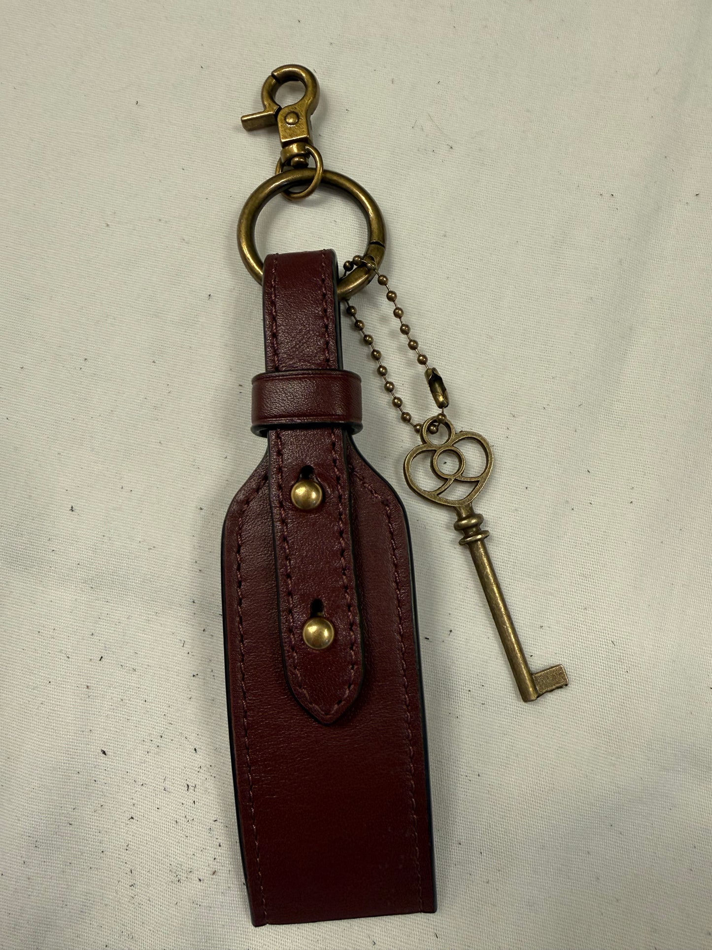 Repurposed Coach Beat Bag Strap & Antique Key Bag Charm
