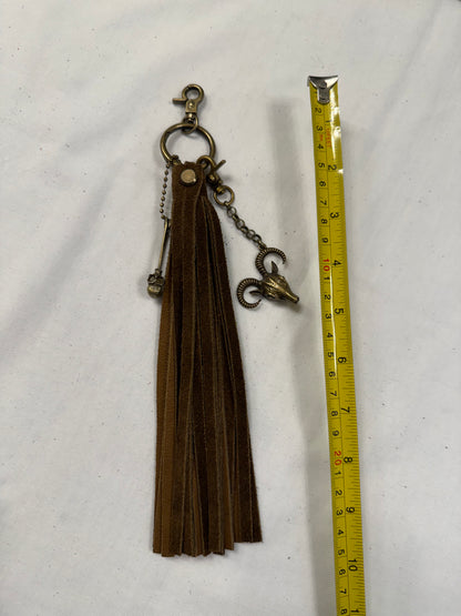 Handmade Brown Suede Tassel with Ram & Skull Charms