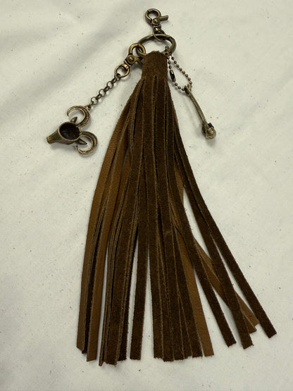 Handmade Brown Suede Tassel with Ram & Skull Charms