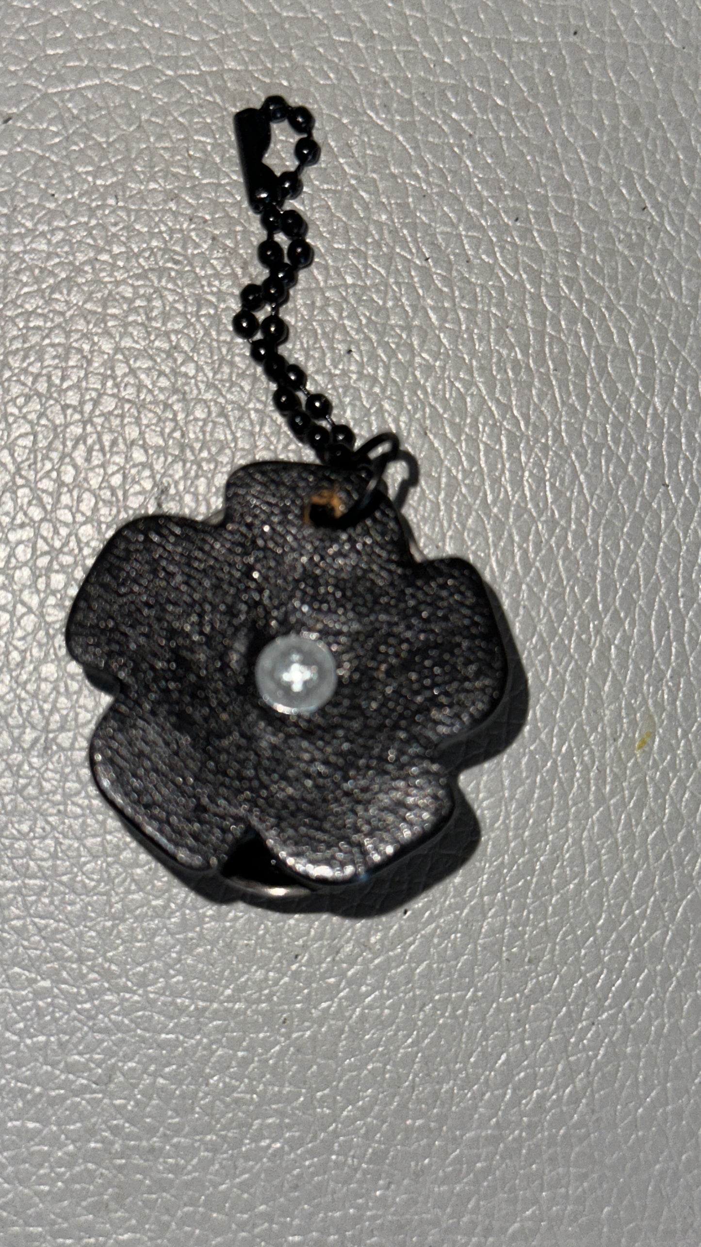 The Tiniest Repurposed Coach Leather Tea Rose & Skull Bag Charm